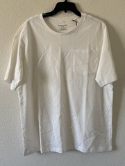 Kenneth Cole Medium 100% Cotton White Knit Pocket Spring T-Shirt NWT $49