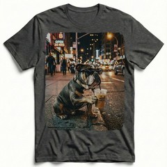 Night City Bulldog Shades Cold Brew Street Unisex T-Shirt Funny Downtown Tee