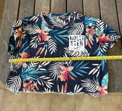 Hollister Men’s Curved Hem Tropical Floral Print T-Shirt Cotton Sz S