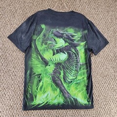 T Shirt Mens Medium Short Sleeve Vibrant Dragon Print Front And Back