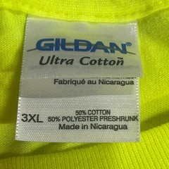 Warning Graphic Neon Yellow Gildan Ultra Cotton T-Shirt 3XL Preshunk EUC
