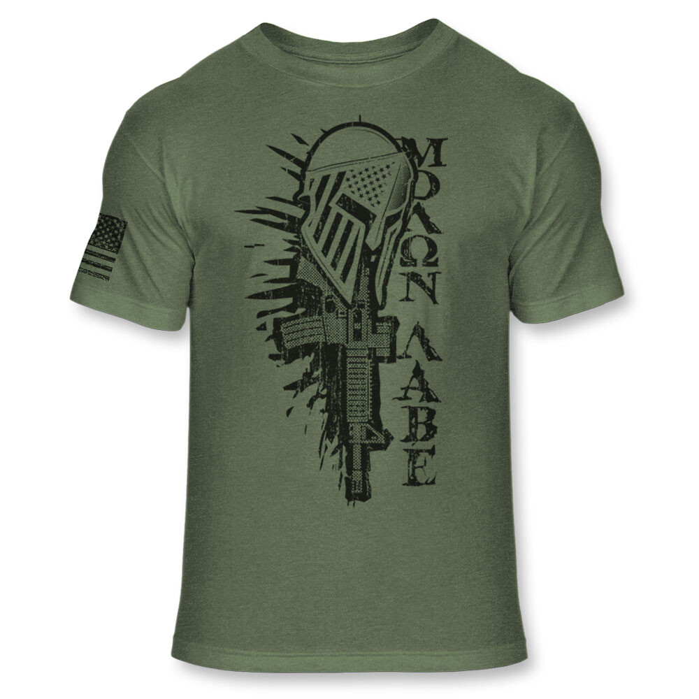 Molon Labe Spartan Helmet and Rifle Shirt – Athletic Blend T-Shirt – A209