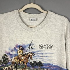 VTG 90s San Segal California Redwoods Native American Horse Nature T-shirt L USA