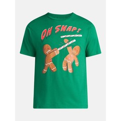 Holiday Time Christmas Men’s Oh Snap Graphic Tee , Green Size 2XL
