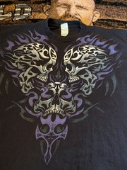 VTG Y2K Delta Pro Weight Tribal Skull Shirt XL Rare Streetwear Tough Grunge