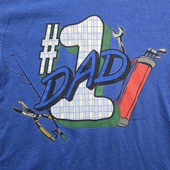Vintage Number 1 Dad T-Shirt Blue Medium Made in USA Single Stitch