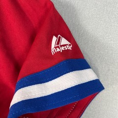 VTG Majestic 131s Jersey T-Shirt Small Red Blue V-Neck Baseball Style 90s USA