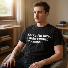 Funny Sorry I’m Late I Didn’t Want to Come T-Shirt Mens Unisex Tee Gift Joke