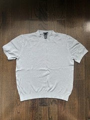 H&M Men’s Medium Light Blue Regular Fit Hole-Knit T-Shirt