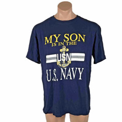 VINTAGE United States Navy Shirt Adult L Blue My Son Is In The Navy 90s Glitter