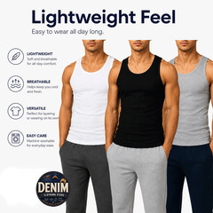 Men 100% Cotton Ribbed Tank Top A-Shirt Wife Beater Sleeveless Undershirt S-3XL