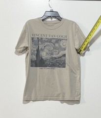 Mighty Fine Starry Night Graphic Beige Cotton Blend Jersey Crew T-Shirt SM