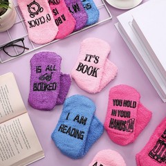 8 Pairs Valentine Book Club Fuzzy Warm Reading Theme Socks Gift For Women
