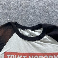 Original Flavor Shirt Mens L White Black Trust Nobody Graphic Raglan 3/4 Sleeve