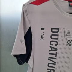 Official Ducati Men White Graphic T-Shirt, Size L, 95% Cotton Elastic Blend