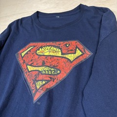 Delta Soft Shirt Mens Size XL No TAG Blue Long Cuffed Sleeve Crew Neck Superman
