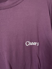 Purple Cheers Embroidered T Shirt Oversized Crew Neck Short Sleeve Pullover
