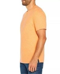 GAP Men’s Soft Short Sleeve Half Button Collar Slub Henley Apricot Wash Medium