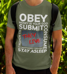 They Live OBEY T-Shirt John Carpenter Movie Quote Retro Indoctrination Gift Tee
