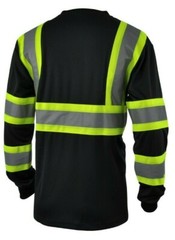L&M Hi Vis T Shirt Reflective Safety Black Short Long Sleeve HIGH Visibility