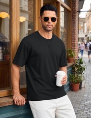 Cotrasen Men’s T Shirts Cotton Drop Shoulder Short Sleeve Shirts Casual Soft …