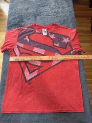 Superman Crew Neck T Shirt Off Center Americana Logo Red New Without Tags!!