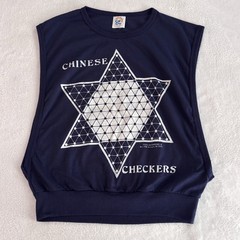 VTG 80s Cal Cru Chinese Checkers Board Game Muscle Crop T Shirt Tank Top Large