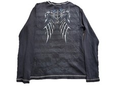 No Boundaries Men’s Long Sleeve Thermal Skull Cross Graphic T-Shirt Size M