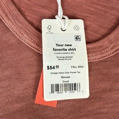 Marine Layer Vintage Heavy Slub Pocket Tee Mens Small Marsala Red Soft $54 NWT