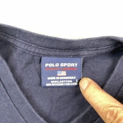 Polo Sport Ralph Lauren Shirt Mens Large V-Neck Cotton Navy Blue Preppy Casual