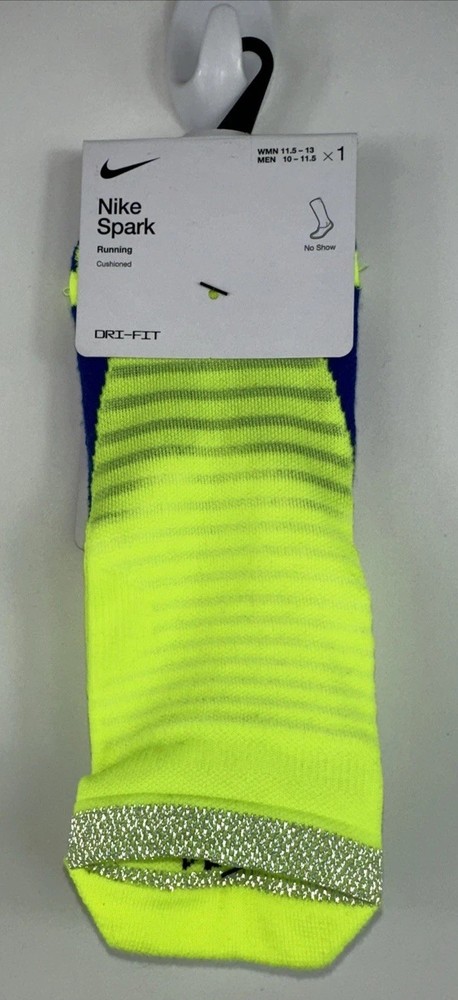 NWT Nike SPARK Cushion No Show Volt Large Men’s 10-11.5 Running Socks $20