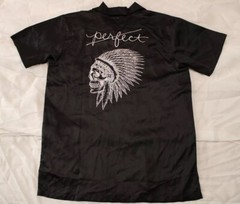 Men’s EPTM. NWT Black Satin Button Front Top Graphic Streetwear M Logo Skull