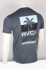 RVCA Men’s Acute Graphic T Shirt Short Sleeve Blue Heather 50/50 Cotton / Poly