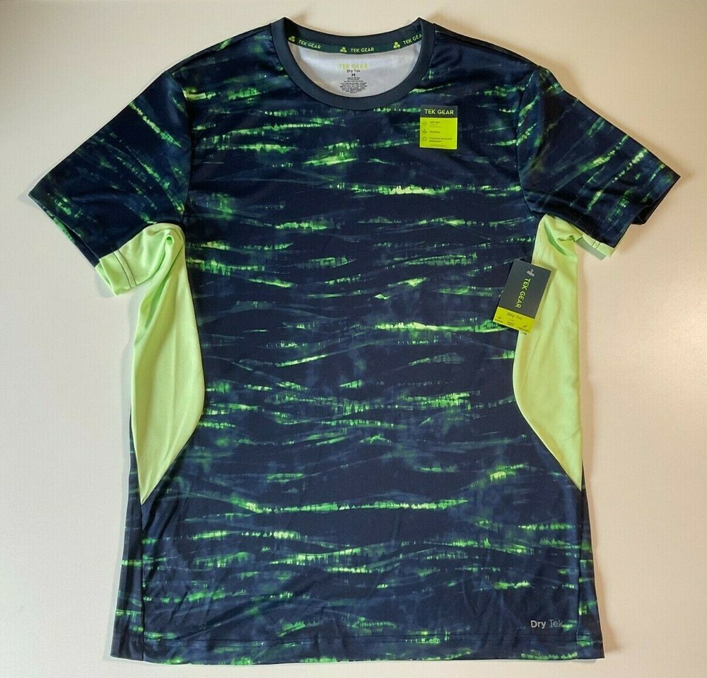 Tek Gear Men’s Wiking Dry Tek Blue/Green Polyester Stretchable Shirt NWT