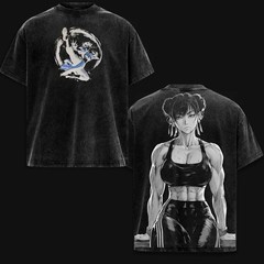 Chun Li Street Fighter Double Printed Vintage Oversized Cotton T Shirt