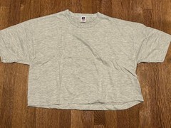 Vintage 90s Cropped T-shirt XL BOSS Russell Athletic Gray NUBLEND NOS