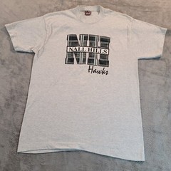 Vintage Nall Hills Hawks School T-Shirt Adult L Sports Plaid Logo Single Stitch
