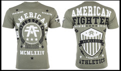 AMERICAN FIGHTER Military Green DALTON Athletic Graphic T-shirt NWT