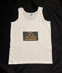 New Unisex Gildan Tank Top. Size Medium. GLBTQT Yes, I’m In The Right Bathroom.