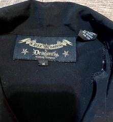 N.Sixx Dragonfly Skull Flame Button Up Shirt Mens Medium Black Gothic Tattoo Y2K