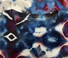 Handmade Ice Tie Dye T-Shirt Large Mens Womens Soft Cotton Blue Burgundy Glitch