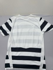 Puma Men’s M Black White Striped Soccer Jersey Short Sleeve
