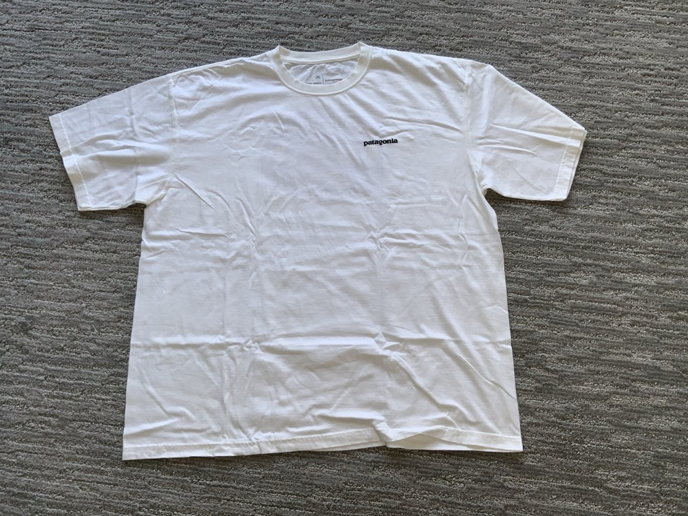 Patagonia Santa Monica Brand Logo S/S Shirt XL White Vintage