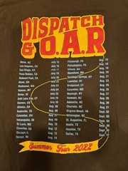 DISPATCH & O.A.R. Summer 2022 Tour T-Shirt. Dbl Sided With Tour Dates Large