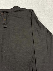 George Henley Shirt Mens Medium Black Ribbed Cuff Long Sleeve Streetwear Casual