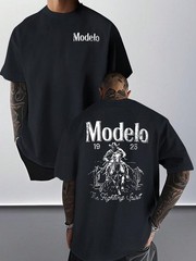 Modelo Graphic Print Men’s 100% Cotton T-Shirt, Casual Sports Style Top T-Shirt