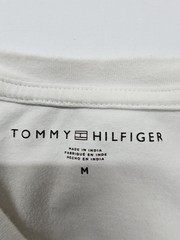 Tommy Hilfiger Men’s T-Shirt White Logo V-Neck Stretch Size M Excellent