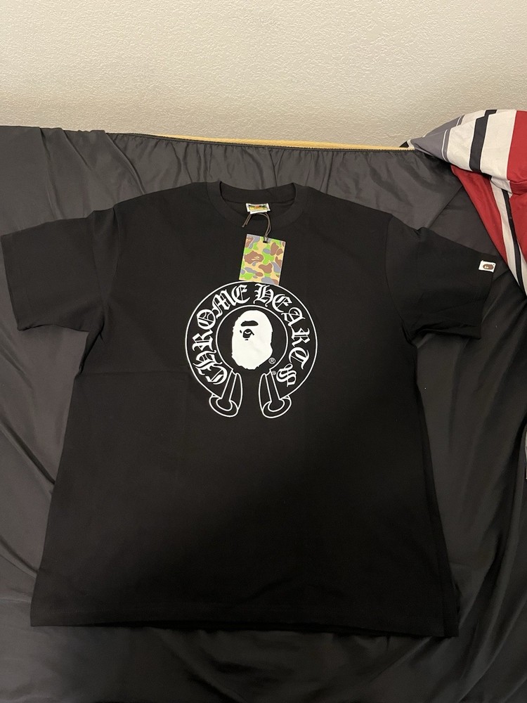 A Bathing Ape x Chrome Hearts Black Graphic Logo Tee Short Sleeve Size L