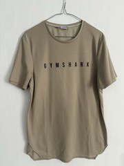 Gymshark Shirt Men Large Green Pullover T Tee Graphic Spell Out Logo Tan Brown