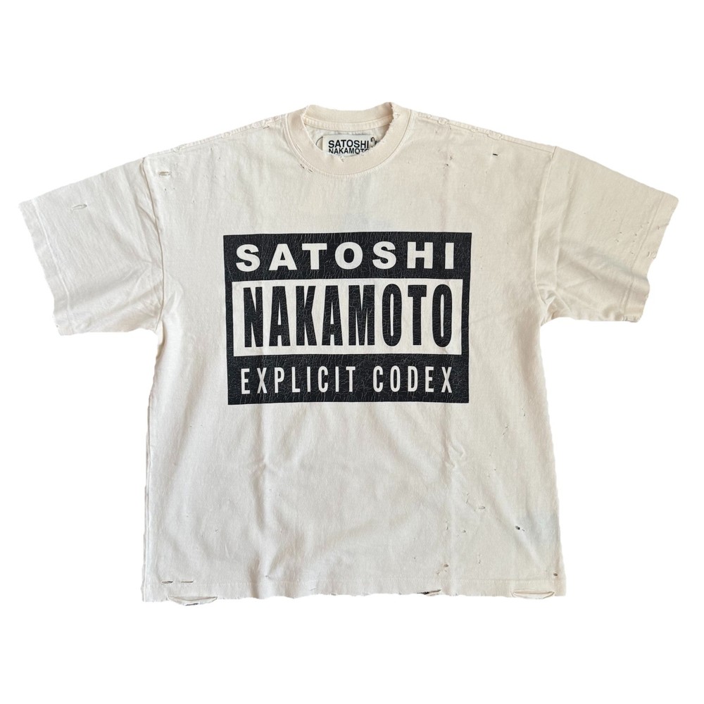 Satoshi Nakamoto – Explicit Codex Oversized Cream T-Shirt Size: S